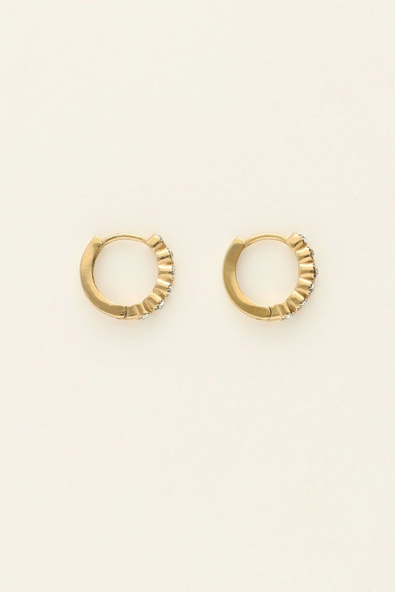 My Jewellery Earring mini hoop strass transparan Goud