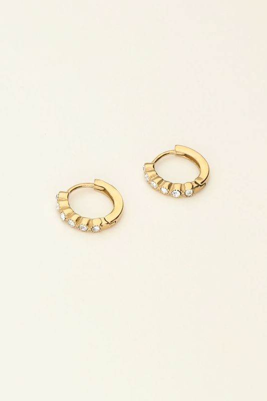 My Jewellery Earrings mini hoop strass Goud