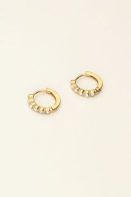 My Jewellery Earrings mini hoop strass Goud