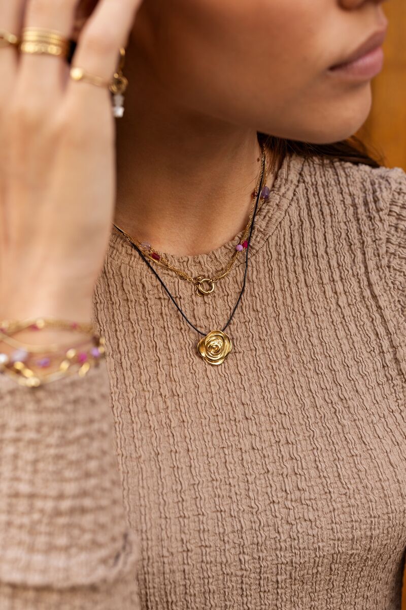 My Jewellery Necklace multi beads lilac pink Goud