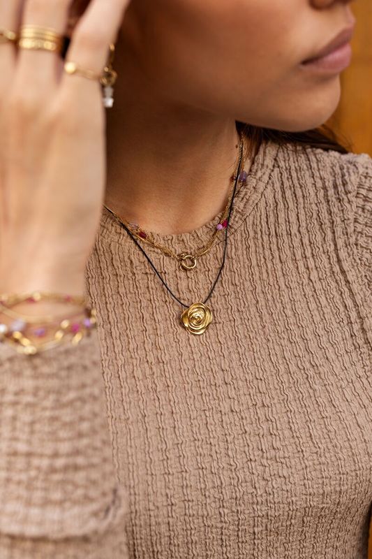 My Jewellery Necklace multi beads lilac pink Goud