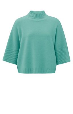 YaYa Ribbed high neck sweater Blauw