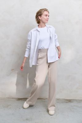 YAYA Striped blouse with cuff tape Beige
