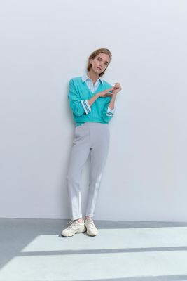 Yaya Scuba pantalon met rechte pijpen en verstelbare tailleband