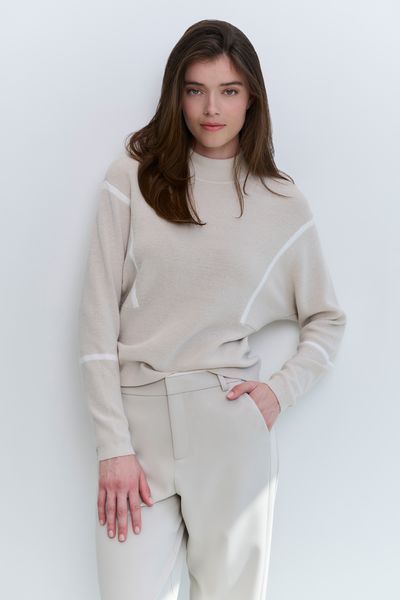 YAYA Sweater with subtle stripes Beige