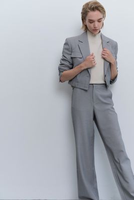 Yaya Korte blazer met ruitpatroon en elastische taille
