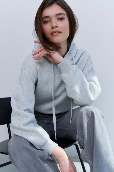 Yaya Soft hoodie with cords Grijs