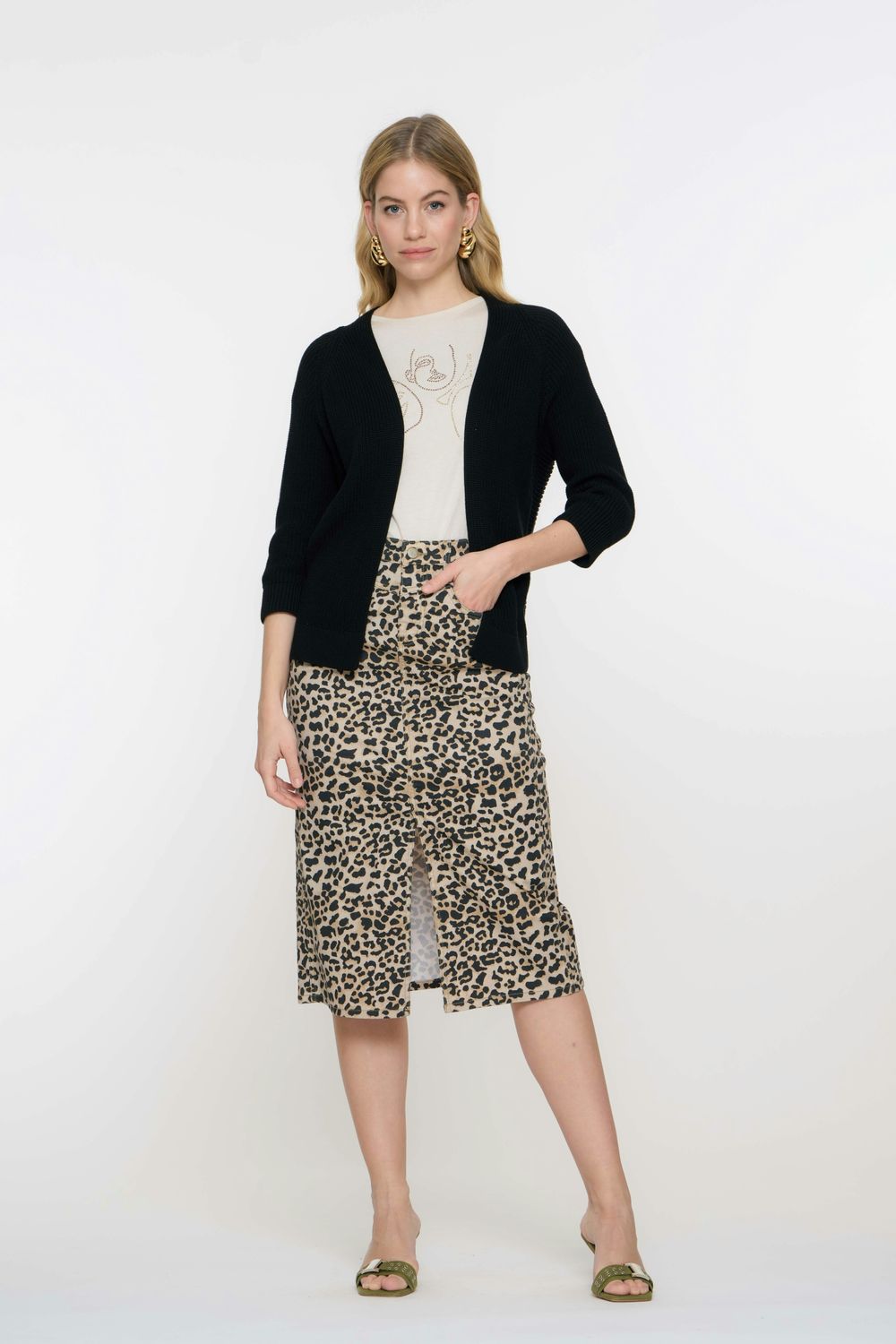 Geisha Jeans skirt leopard print Beige