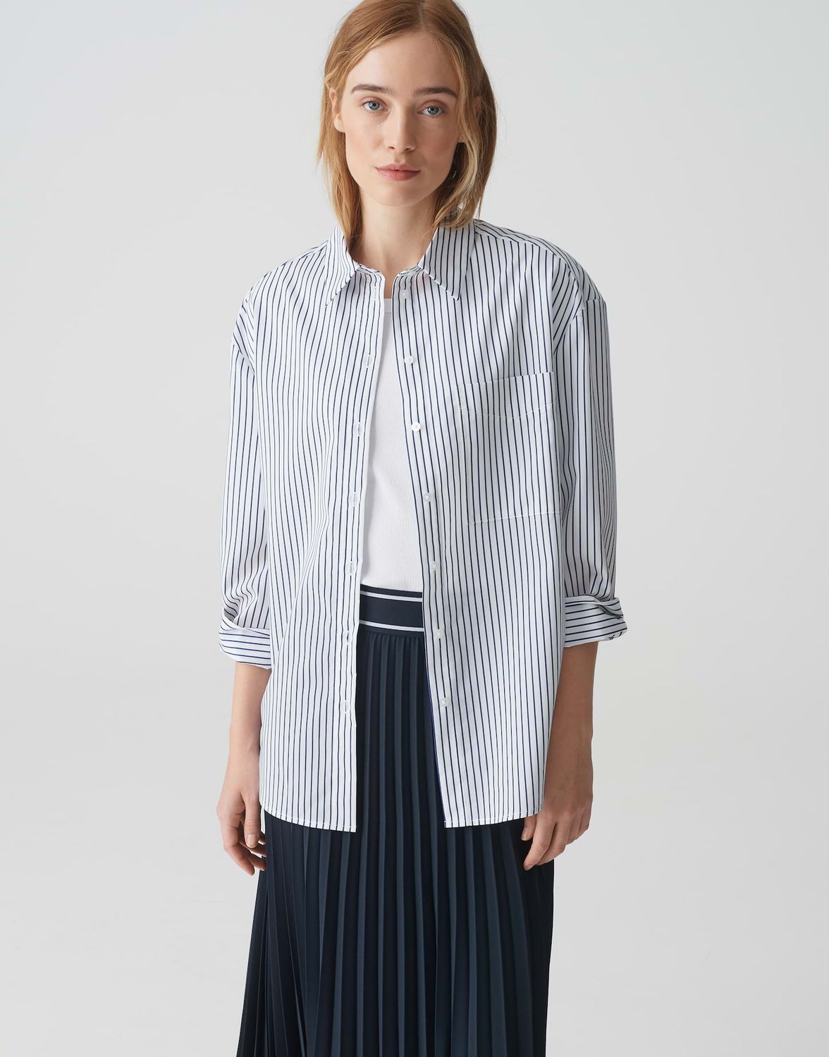 Opus Frila blouse Blauw wit gestreept