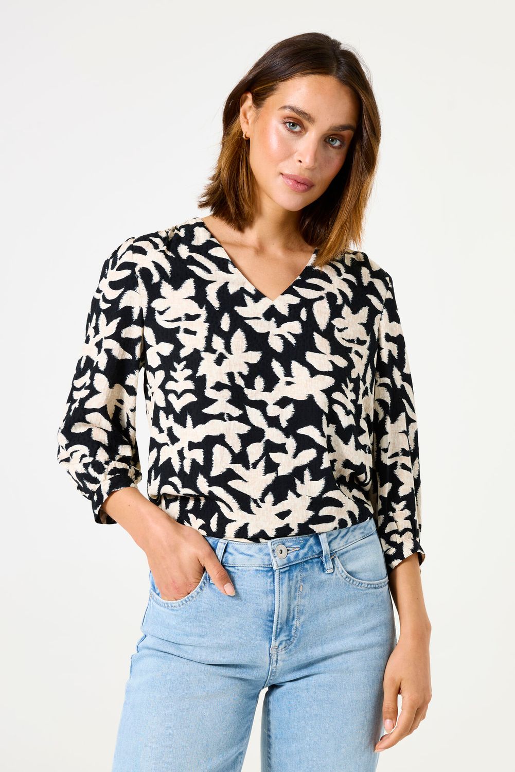 Garcia ladies shirt/blouse zwart print