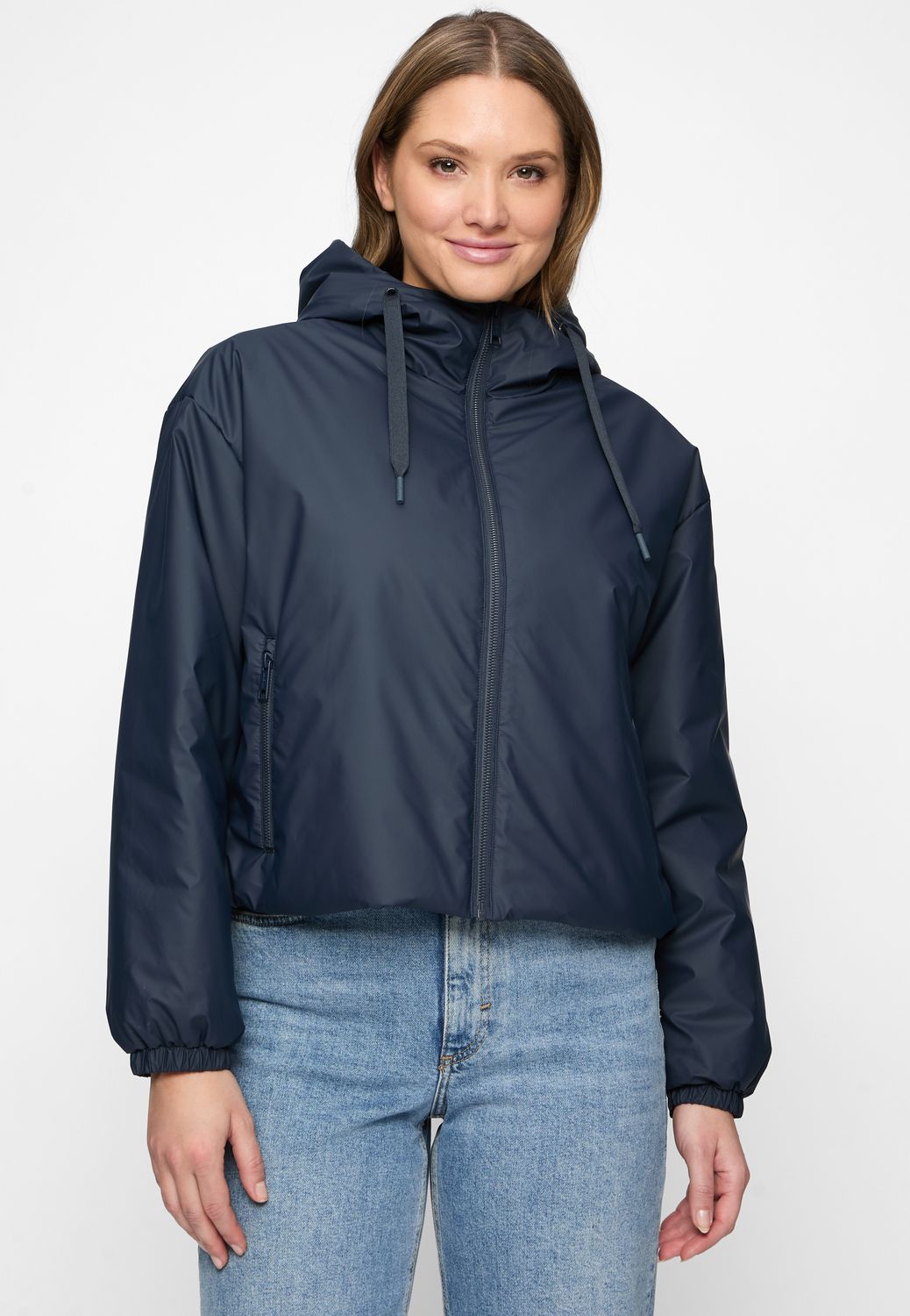 Covered ladies PU jacket - knitted L612FC P Blauw