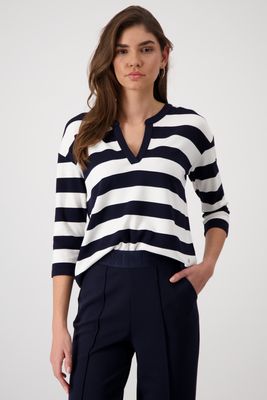 Monari Sweatshirt blauw wit gestreept