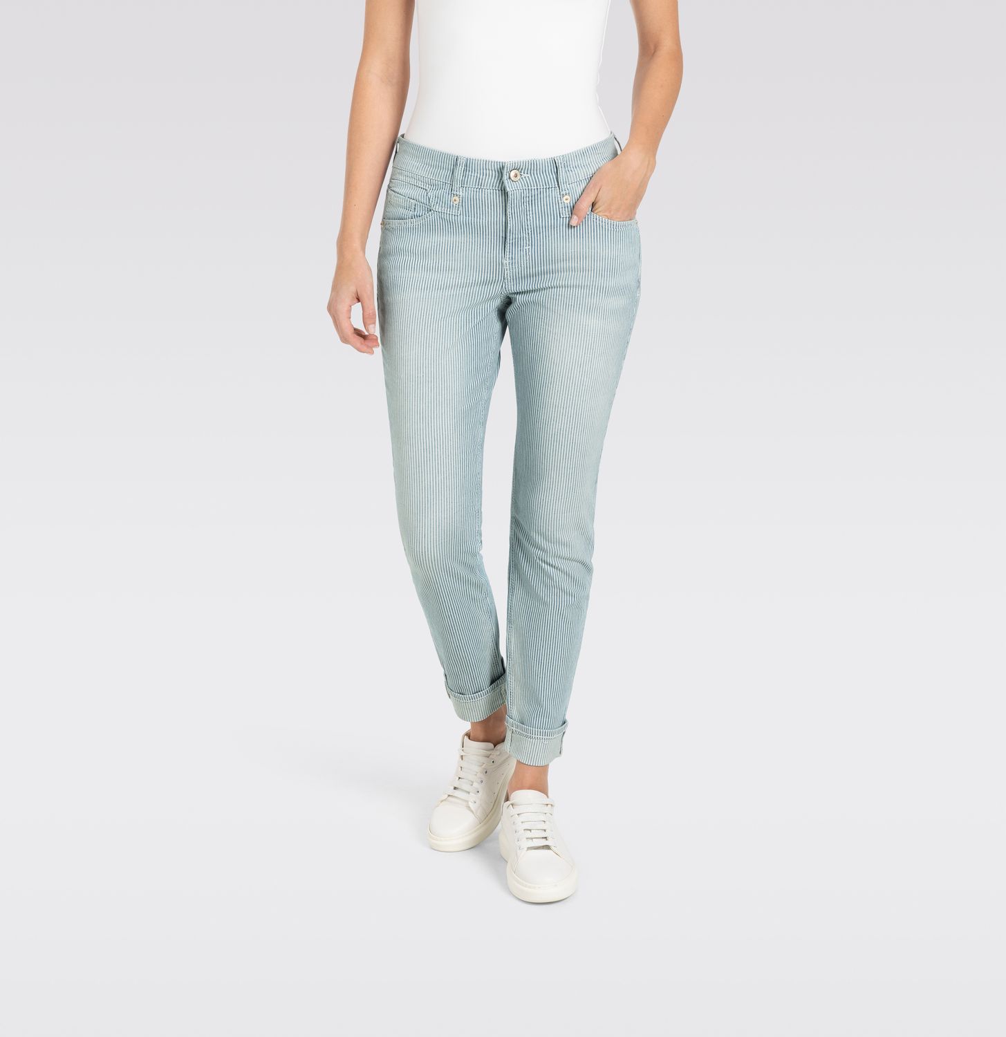 Mac Women rich slim licht blauw met streep