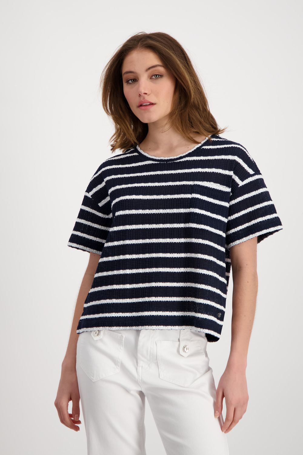Monari T-Shirt deep ocean Ringel Blauw 410060