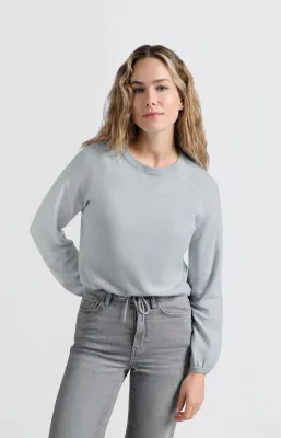 YAYA Trui met trekkoord in de zoom en losse pasvorm blauw