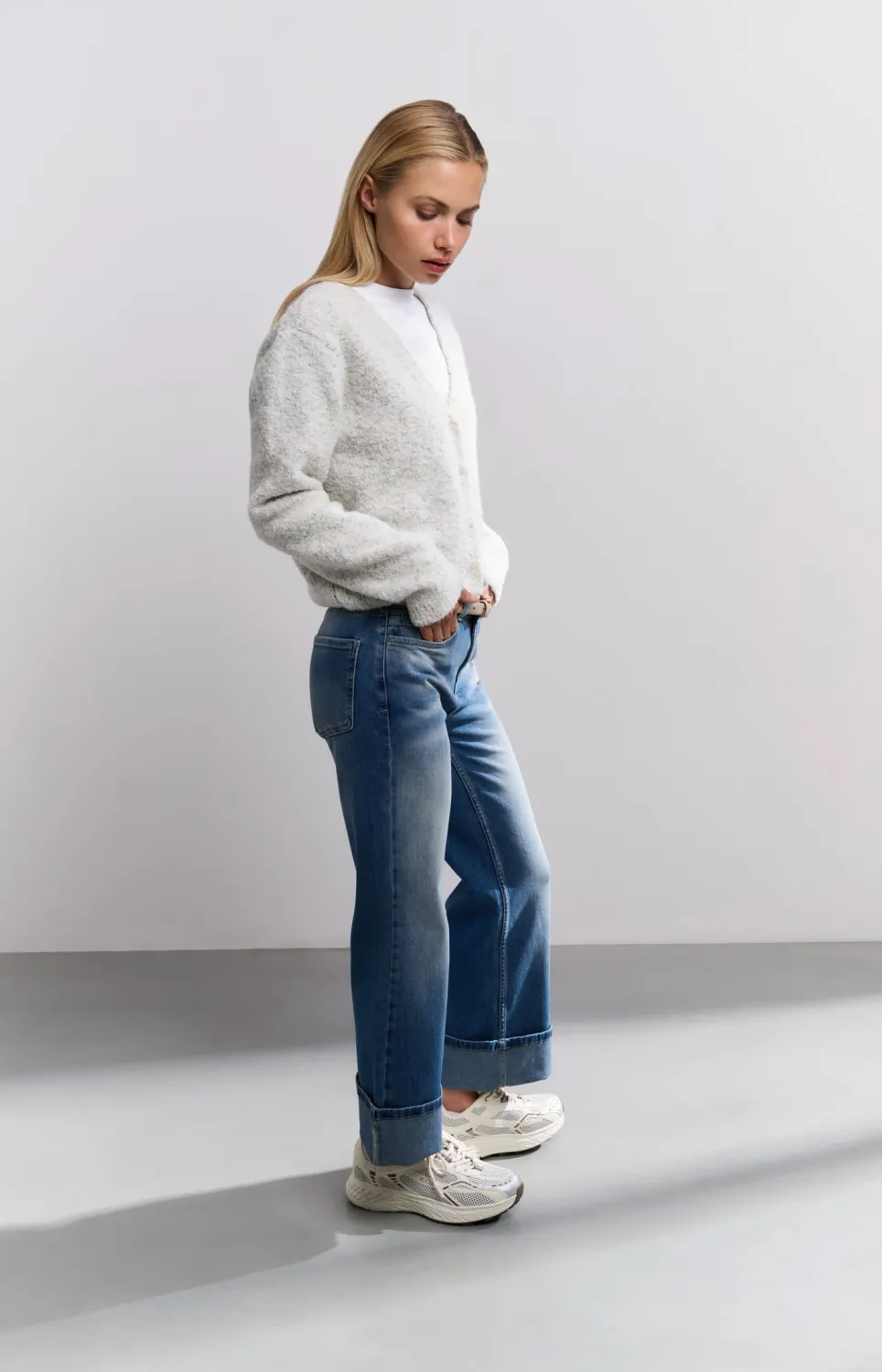 YAYA Mid-waist jeans met omgeslagen zoom