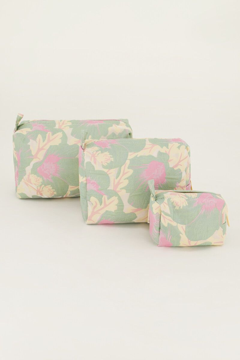 My Jewellery Groene toilettas set met jacquard - 3 stuks