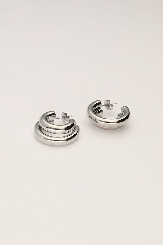 My Jewellery Earrings hoops double row Zilver