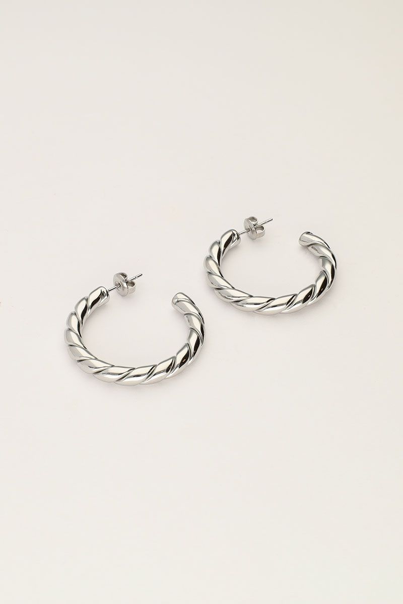 My Jewellery Earring hoops braided Zilver