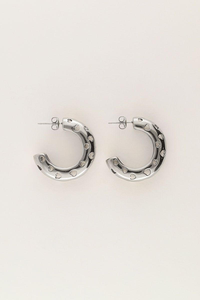 My Jewellery Earring hoops open hearts zilver