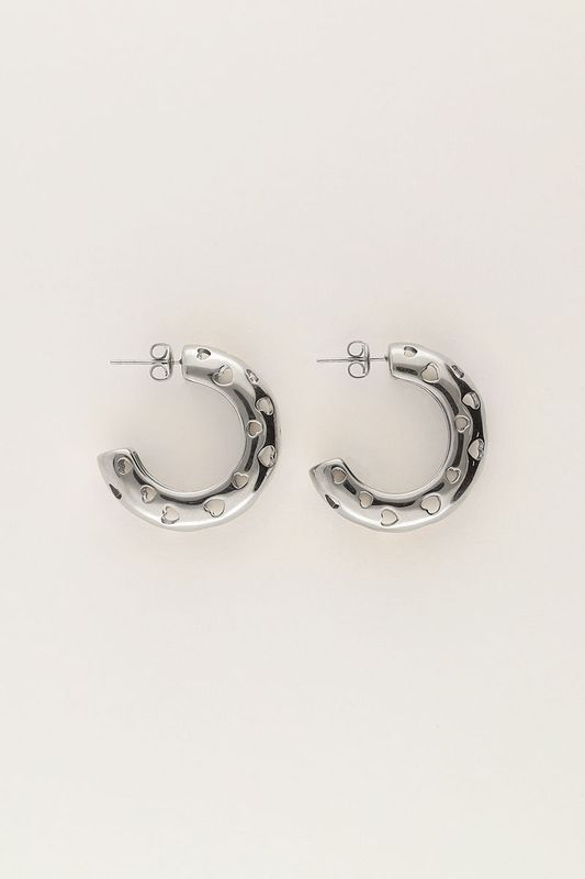 My Jewellery Earring hoops open hearts zilver