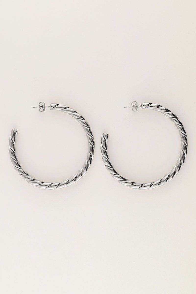My Jewellery Earring hoops braided big Zilver