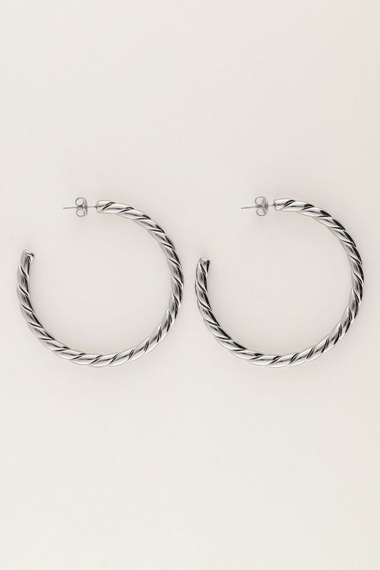 My Jewellery Earring hoops braided big Zilver