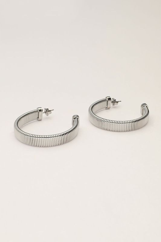 My Jewellery Earrings hoops horizontal rib Zilver