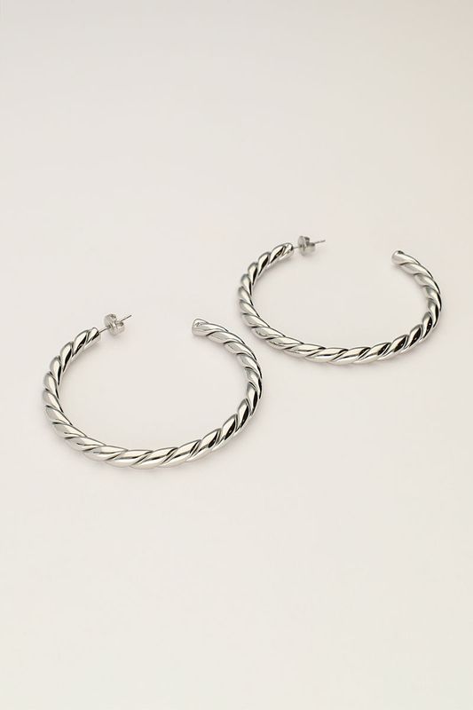 My Jewellery Earrings hoops braided big Zilver