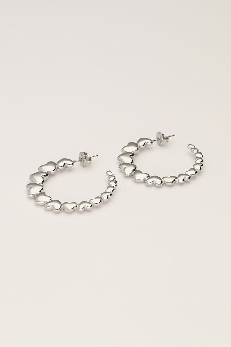 My Jewellery Earring hoop hearts Zilver