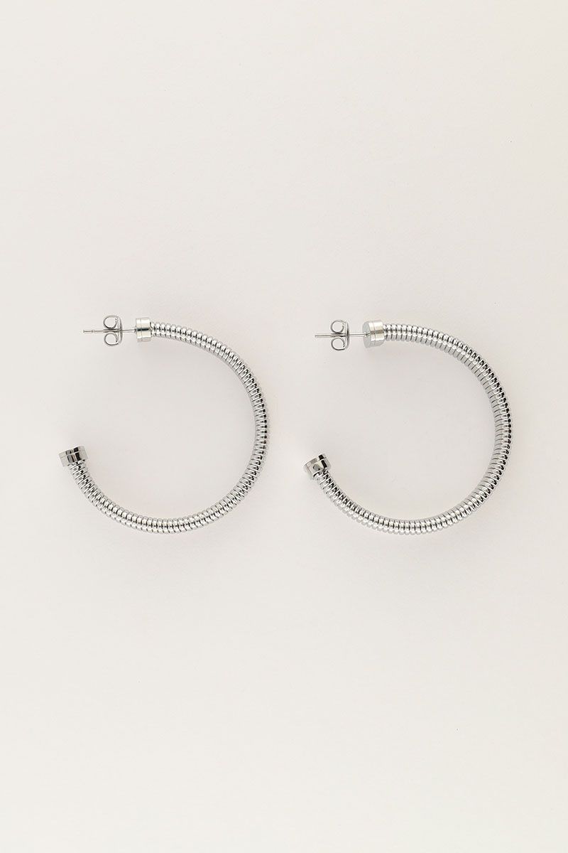 My Jewellery Earring hoops horizontal rib Zilver