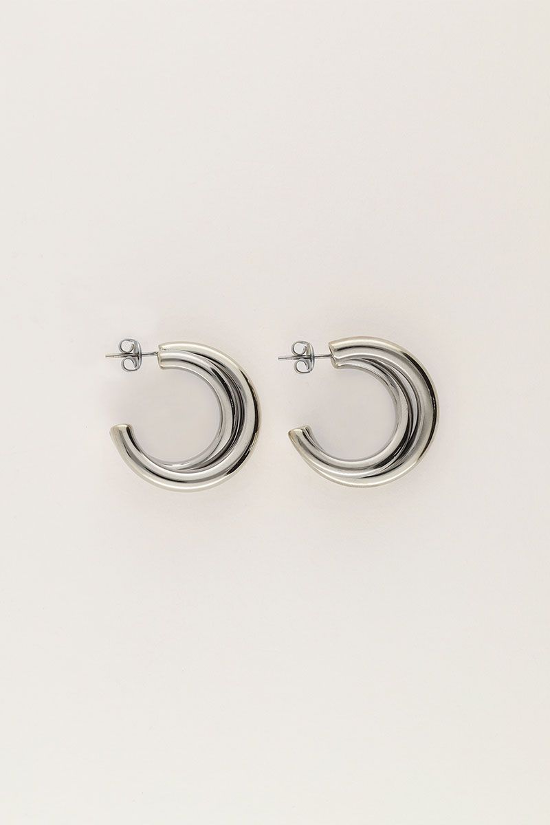 My Jewellery Earring hoops double row Zilver