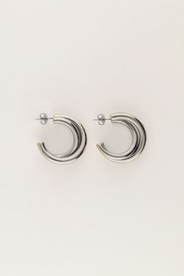 My Jewellery Earring hoops double row Zilver