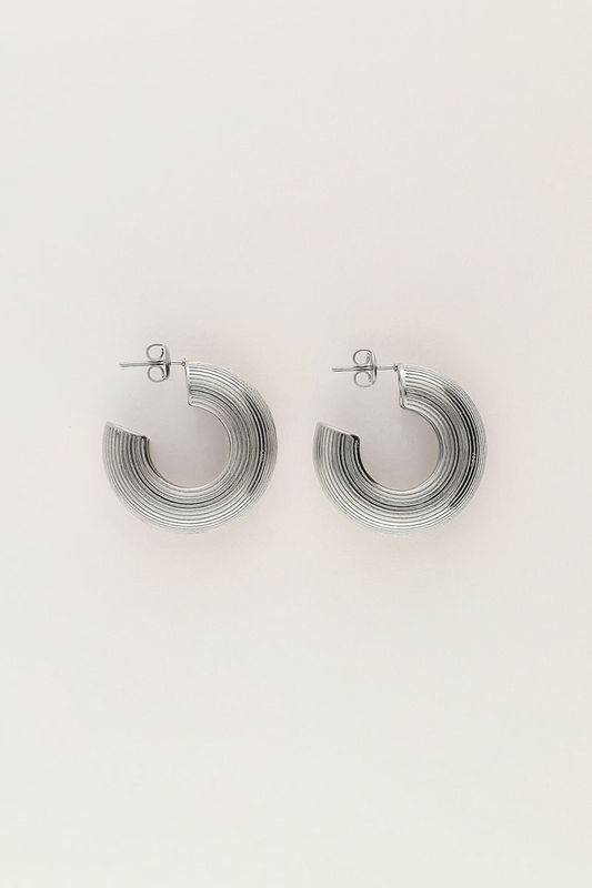 My Jewellery Earring hoops stripes Zilver