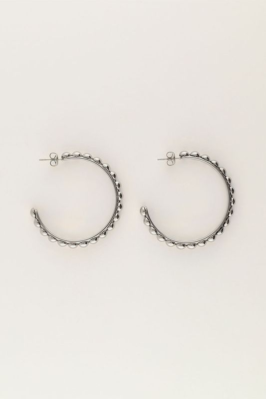 My Jewellery Earring hoops dots medium Zilver