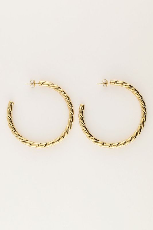 My Jewellery Earrings hoops braided big Goud