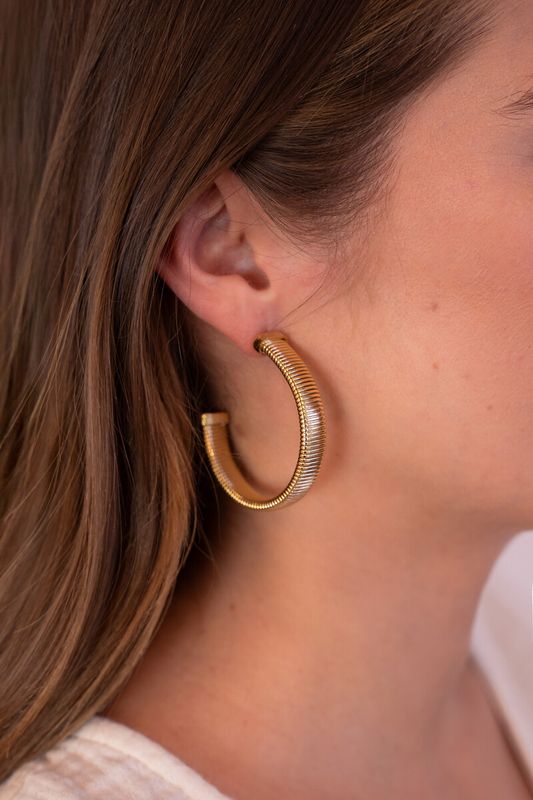 My Jewellery Earring hoops horizontal rib Goud