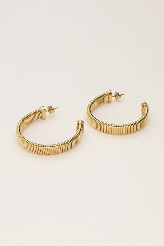 My Jewellery Earrings hoops horizontal rib Goud