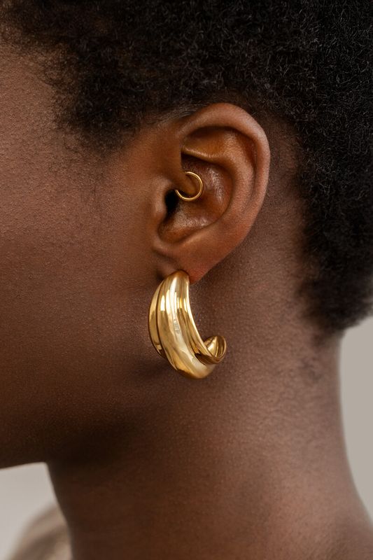 My Jewellery Earrings hoops oval triple Goud