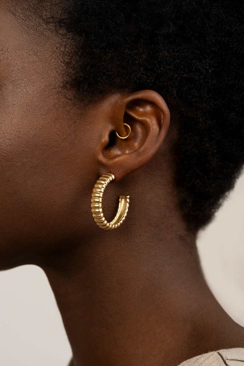 My Jewellery Earring hoops horizontal stripes Goud