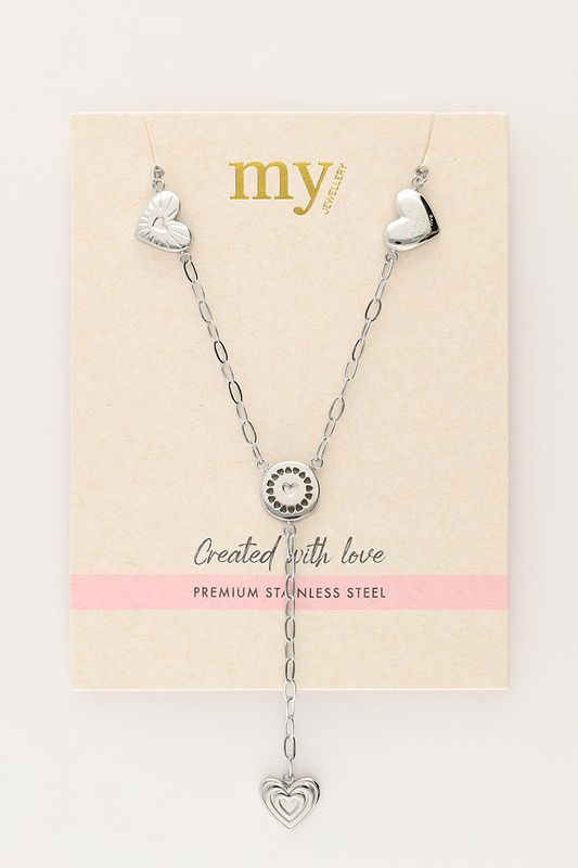 My Jewellery Necklace long candy hearts Zilver