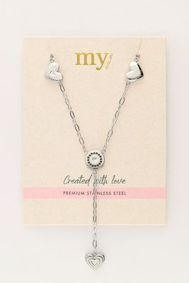 My Jewellery Necklace long candy hearts Zilver