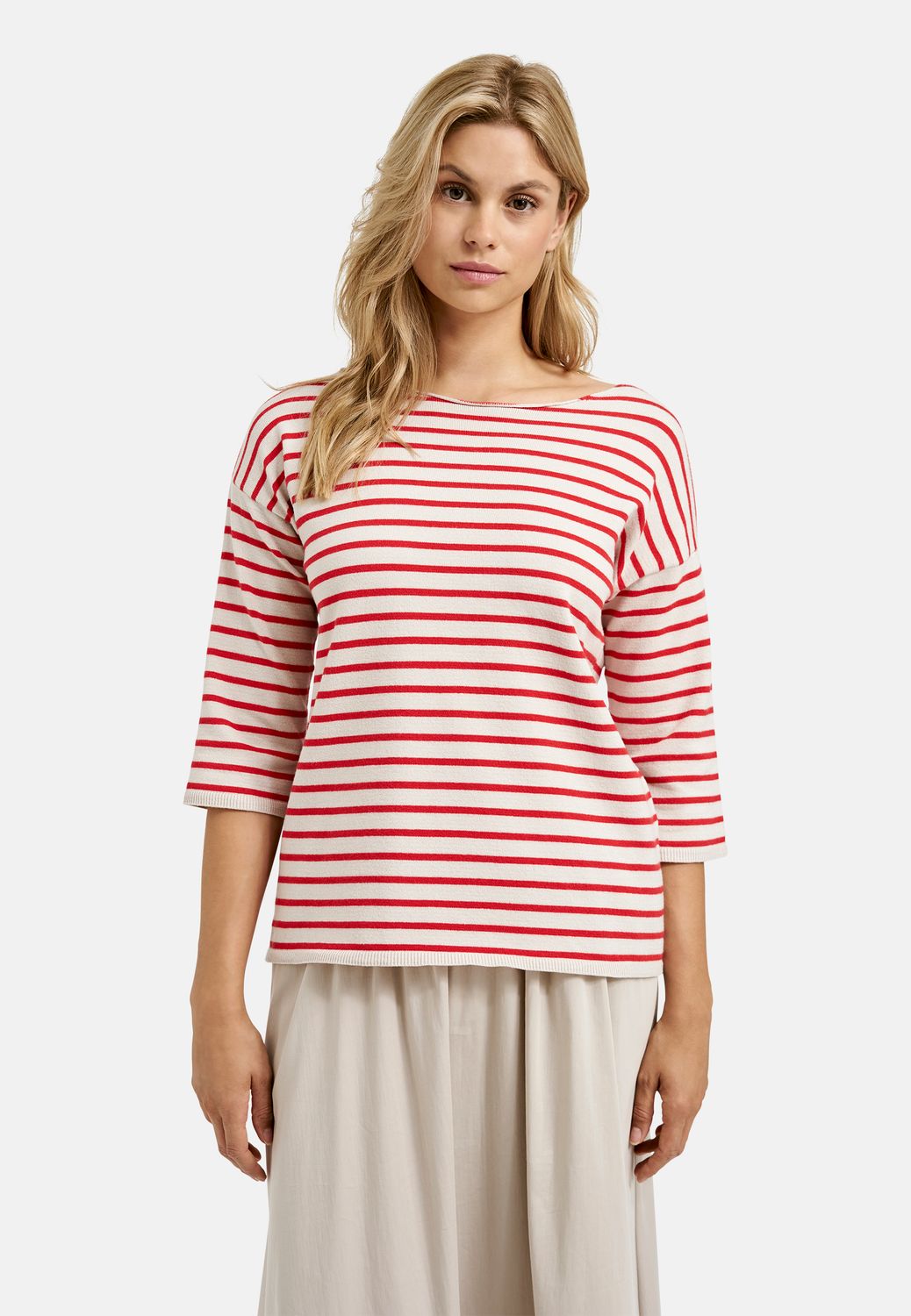 Milano Italy Shirt 3/4 mouw streep rood