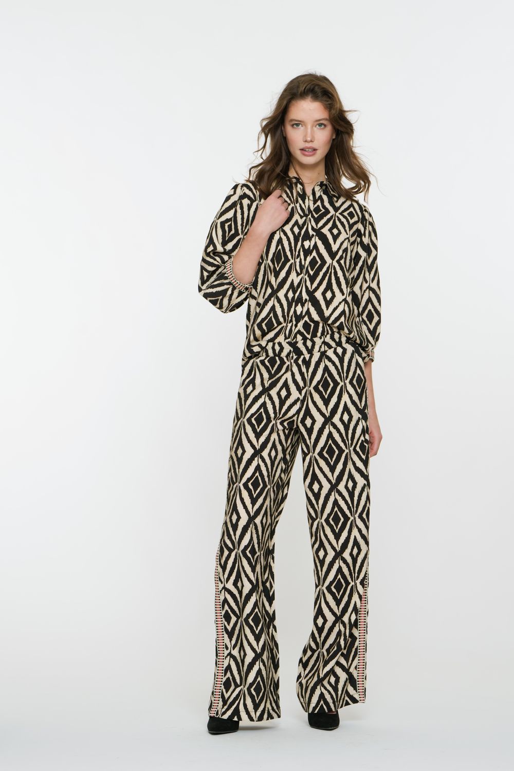Geisha Blouse print zwart/ecru