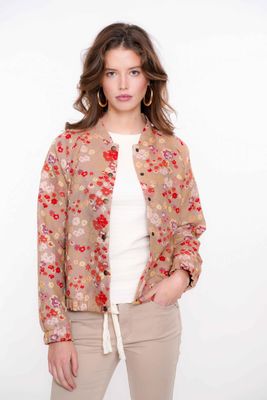 Geisha Bomber beige met bloemenprint