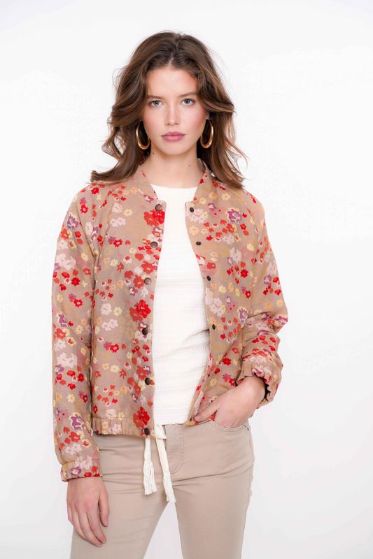 Geisha Bomber beige met bloemenprint