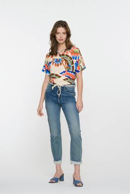 Geisha Jeans turn-up denim blauw