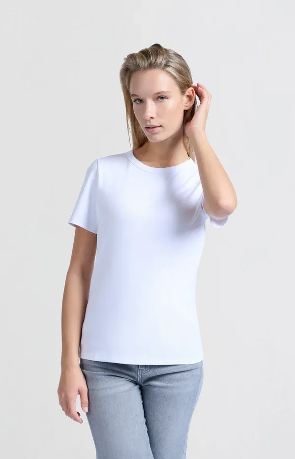 Yaya Wit T-shirt met korte mouwen en ronde hals