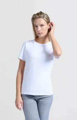 Yaya Wit T-shirt met korte mouwen en ronde hals