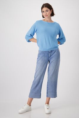 Monari Pullover met elastieken boord licht blauw